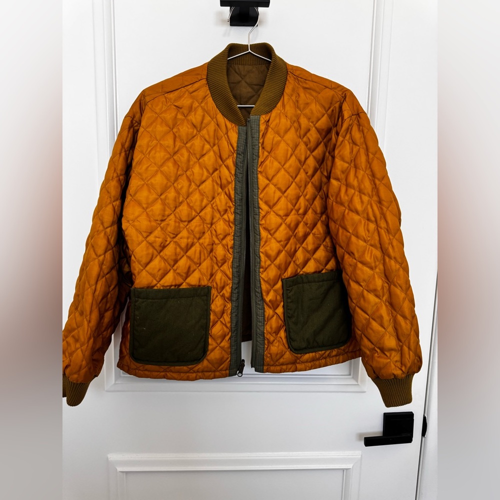 THE GREAT. Multicolor reversible Quilted Bomber Jacket - Picture 6 of 8